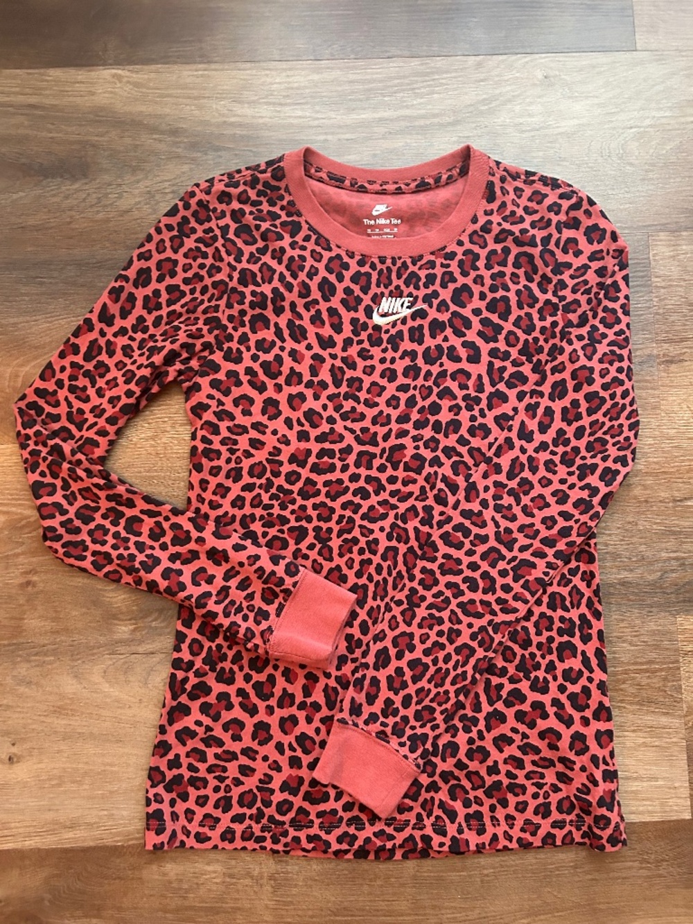 Nike Sportswear Leopard Print Long Sleeve Tee Pink/Black Women's XS